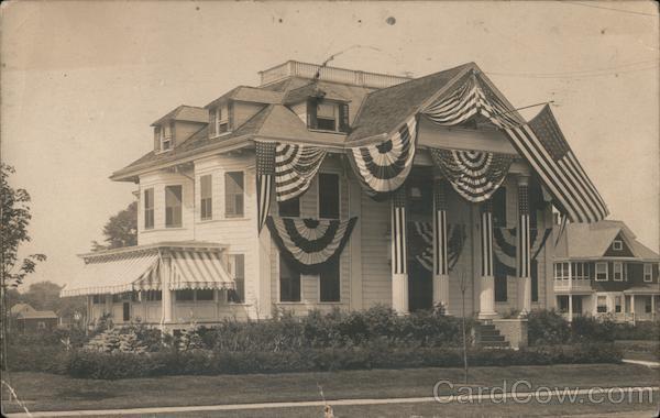 Large house with American flag and buntings Plainfield New Jersey