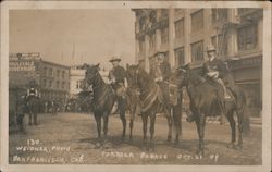 Three Men on Horseback, Portola Parade, October 21, 1909 Postcard