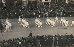 Portola Festival: White-uniformed people marching in formation Postcard