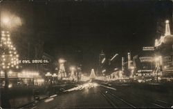 Market Street Night Illumination - Portola Festival 1913 Postcard