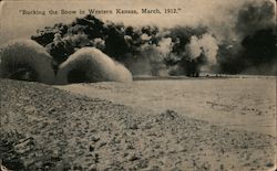 Bucking the Snow in Western Kansas, March 1912 Postcard