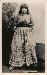 A Yuma Indian Maid in a Low Cut Ballroom Dress Bare-Breasts Native Americana Postcard Postcard Postcard