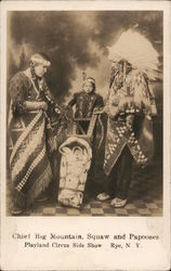 Chief Big Mountain, Squaw and Papooses Playland Circus Sideshow Postcard