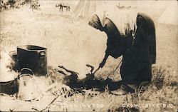 Squaw Cooking Dog Postcard