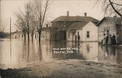 High Water, 1913 Delphi, IN Postcard Postcard Postcard