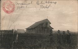 Native Indian Children in Front of Church Postcard