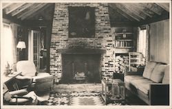 Arts & Crafts Interior of house - comfortable living room with fireplace Postcard