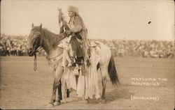 Watching the Round-Up Postcard