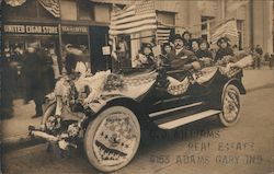 CJ Williams Real Estate - Car decorated with flags, parade style Postcard