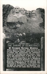 Mt. Rushmore National Memorial - The Shrine of Democracy Keystone, SD Postcard Postcard Postcard