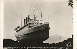 "Prince Rupert on the Rocks. - Yes, sir. Snow Storm. N'r Prince Rupert BC - 23 March 1917 British Columbia Canada F. Burron Phot Postcard