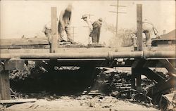 Workers Laying Track in Highland Park after Flood Postcard