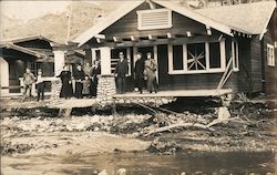 Homes and People During the Arroyo Seco Flood, 1912 - 1913 Postcard