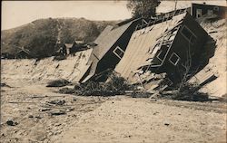Destruction to homes from the Arroyo Seco flood in 1912 in Highland Park Postcard