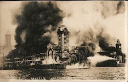 Dock Fire - Seattle Waterfront Postcard