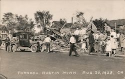 Damage From a Tornado in Austin, Minnestoa on August 20, 1928 Postcard