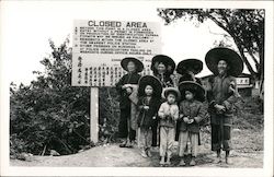Family at New Territories of Hong Kong "Closed Area" sign Postcard