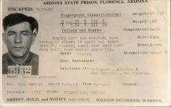 Escaped! Amador Anchondo - Arizona State Prison Postcard