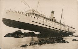 S.S. Princess May Stranded on Rocks, 1910 Postcard