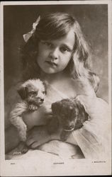 Orphan Girl with Two Puppies Postcard