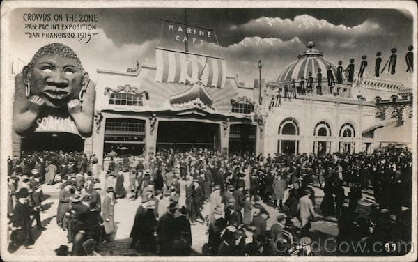 Crowds on The Zone Pan-Pac Int Exposition 1915 San Francisco California