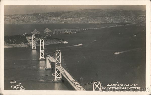 Birds Eye View of S.F.- Oakland Bay Bridge San Francisco California