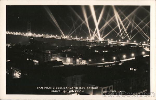 San Francisco-Oakland Bay Bridge Night Illumination California