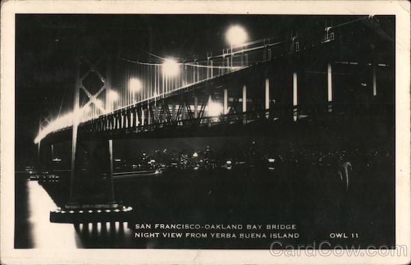 San Francisco - Oakland Bay Bridge Night View from Yerba Buena Island California