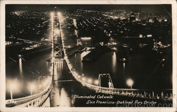 Illuminated catwalk San Francisco-Oakland bay bridge California