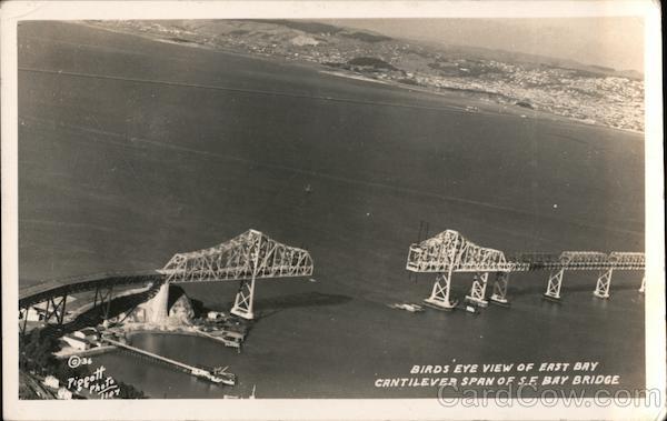 Birds' Eye View of East Bay Cantilever Span of S.F. Bay Bridge San Francisco California