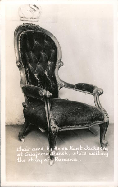 Chair used by Helen Hunt Jackson at Guajome Ranch, while writing the story of Ramona Vista California