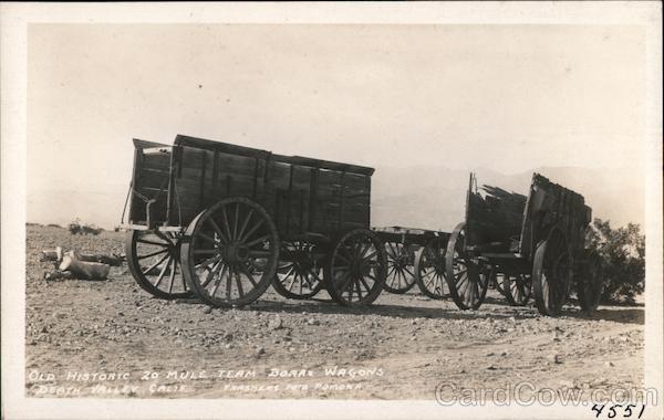 Old historic 20 mule team Borax Wagons Death Valley California