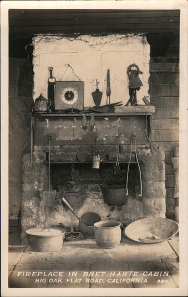 Fireplace in Bret Harte Cabin, Big Oak Flat Road California