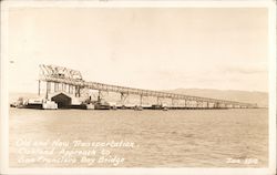 Old and New Transportation, Oakland Approach to San Francisco Bay Bridge Postcard