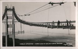 Cable Spinning Marin Side of Golden Gate Bridge Postcard