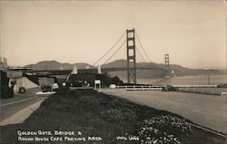 Golden Gate bridge & round house cafe parking area 1906 Postcard