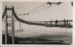 Cable spinning-Marin side of Golden Gate Bridge Postcard
