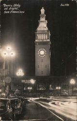 Ferry Building at Night San Francisco, CA Postcard Postcard Postcard