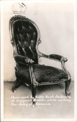 Chair used by Helen Hunt Jackson at Guajome Ranch, while writing the story of Ramona Vista, CA Postcard Postcard Postcard