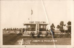 U.S.M.C. Camp Joseph H. Pendleton Main Gate Postcard