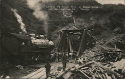 Cave-in of tunnel #10 Cuesta Grade Feb 1910 Postcard