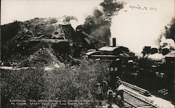 Excavating with steam shovels at caved-in tunnel no. 10 on Cuesta Grade 1910 Postcard