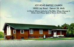 Joy Road Baptist Church, 15003 Joy Road Postcard