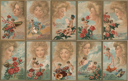 Set of 10: Fantasy Woman, Flowers, Cherubs Series 57 Postcard