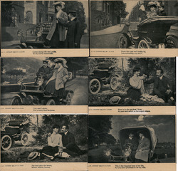 Set of 6: Couple on Date in Automobile Postcard