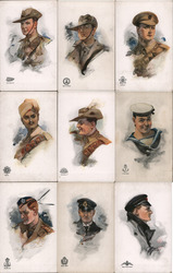 Set of 9: Allied Soldiers of WWI Postcard