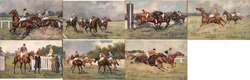 Set of 7: English Horse Racing Postcard