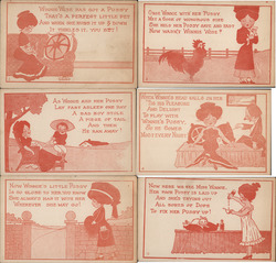 Set of 6: Winnie Wise Has Got a Pussy Postcard