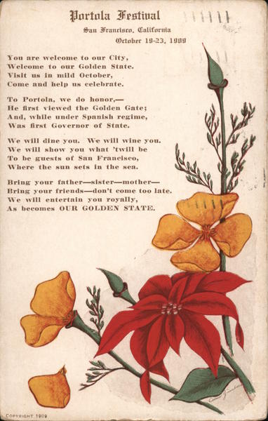 Portola Festival October 19-23, 1909 San Francisco California