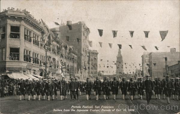 Sailors from the Japanese Cruiser, Portola Festival Parade, 1909 San Francisco California